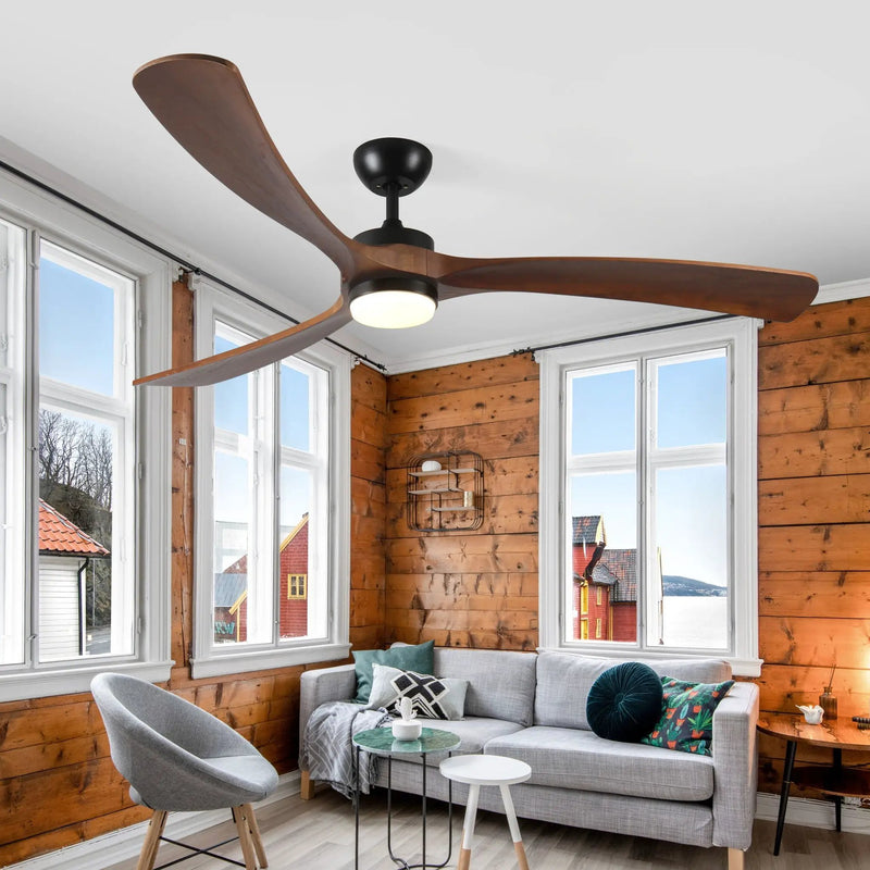 Solid Wood Ceiling Fan With Lights And Remote Control Indoor Outdoor Ceiling Fan 3 Wooden Blades Modern Ceiling Fan For Porch Living Room Bedroom by HouseOfZazla