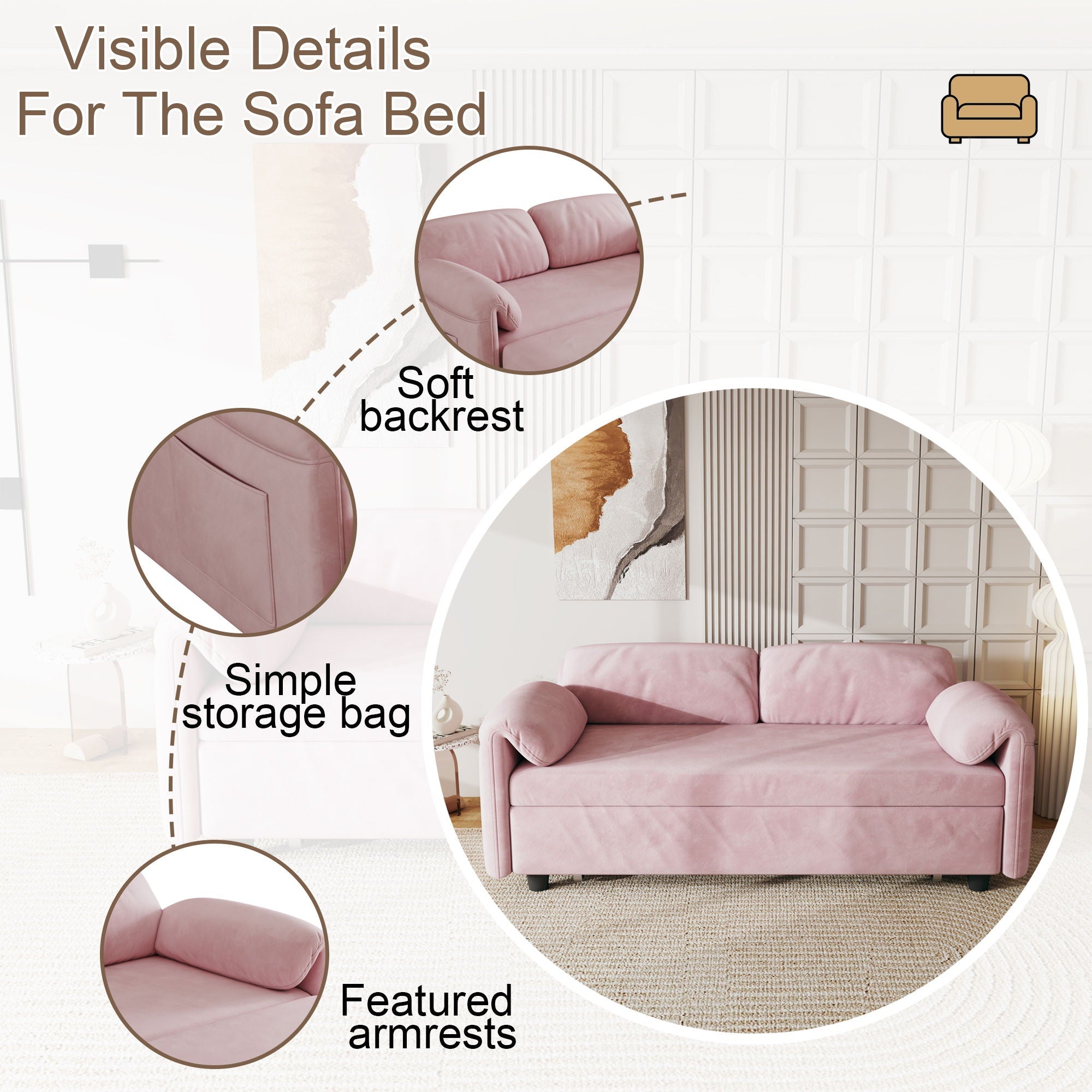 Sofa, Dual Purpose Lounge With Retractable Queen Size Bed by HouseOfZazla