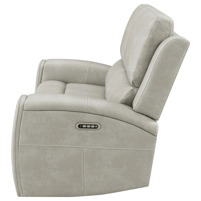 Brickston Triple Power Reclining Loveseat Grey by Unique Piece Furniture