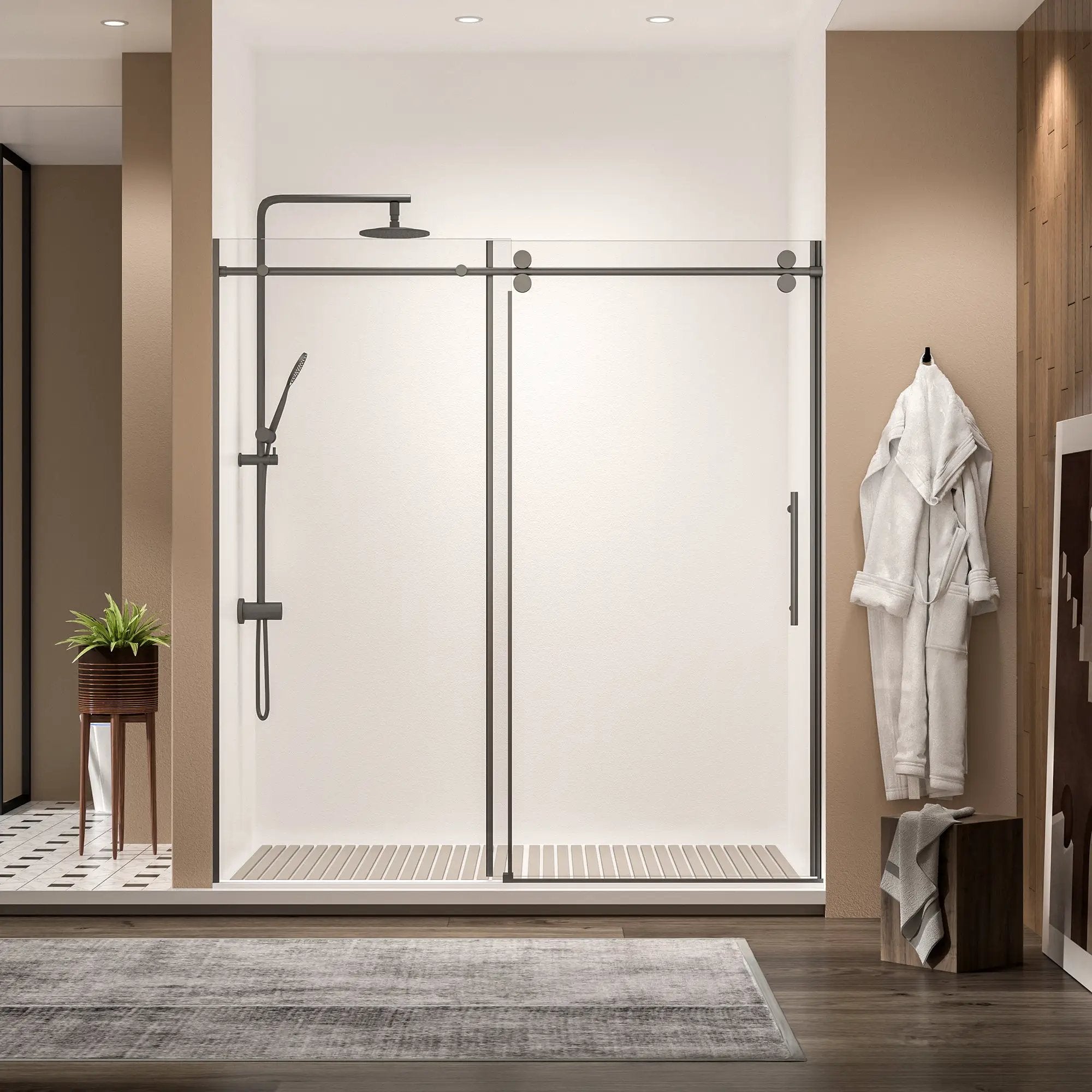 Frameless Single Sliding Shower Door by HouseOfZazla
