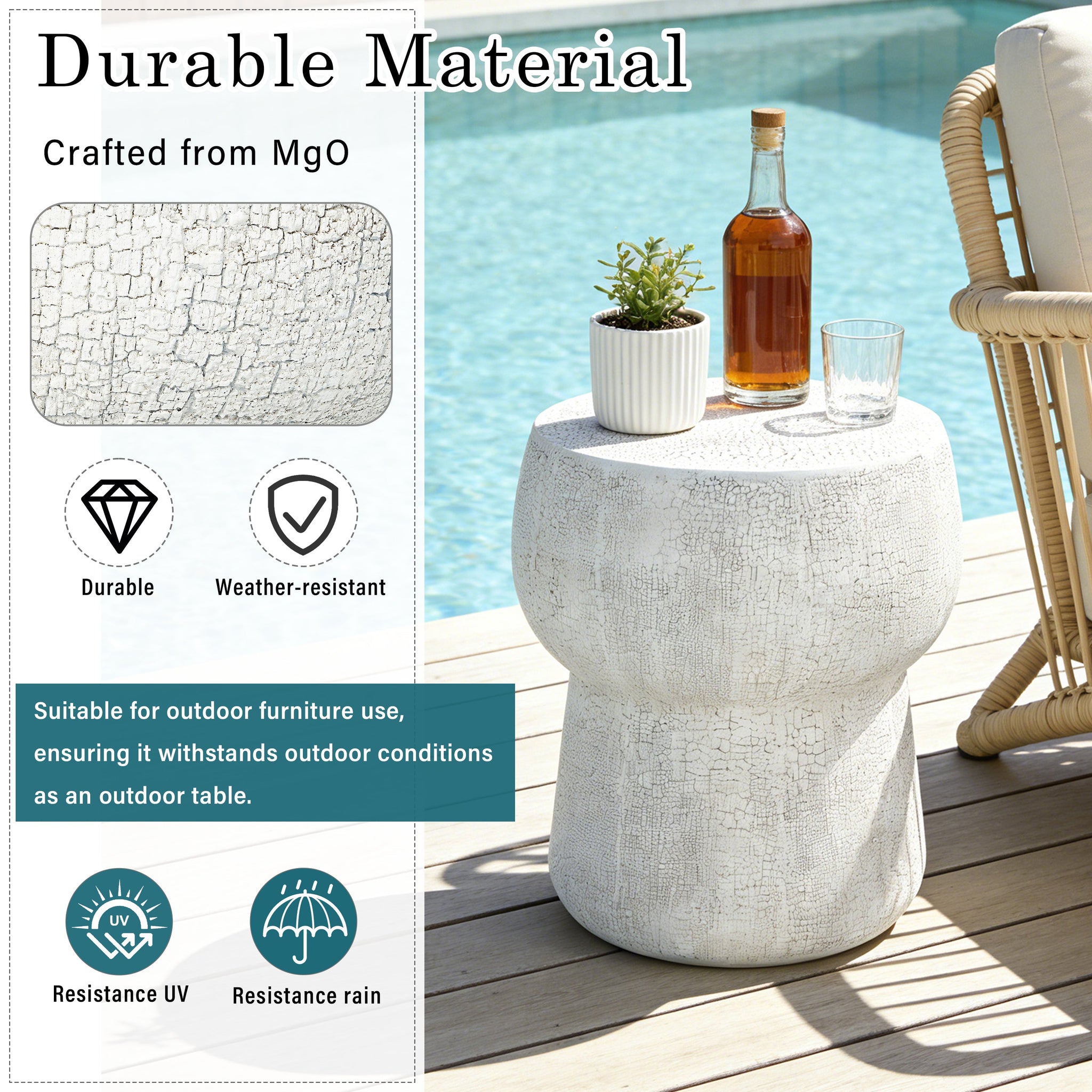 U_Style Outdoor Patio Accent Table With Crack Process by HouseOfZazla