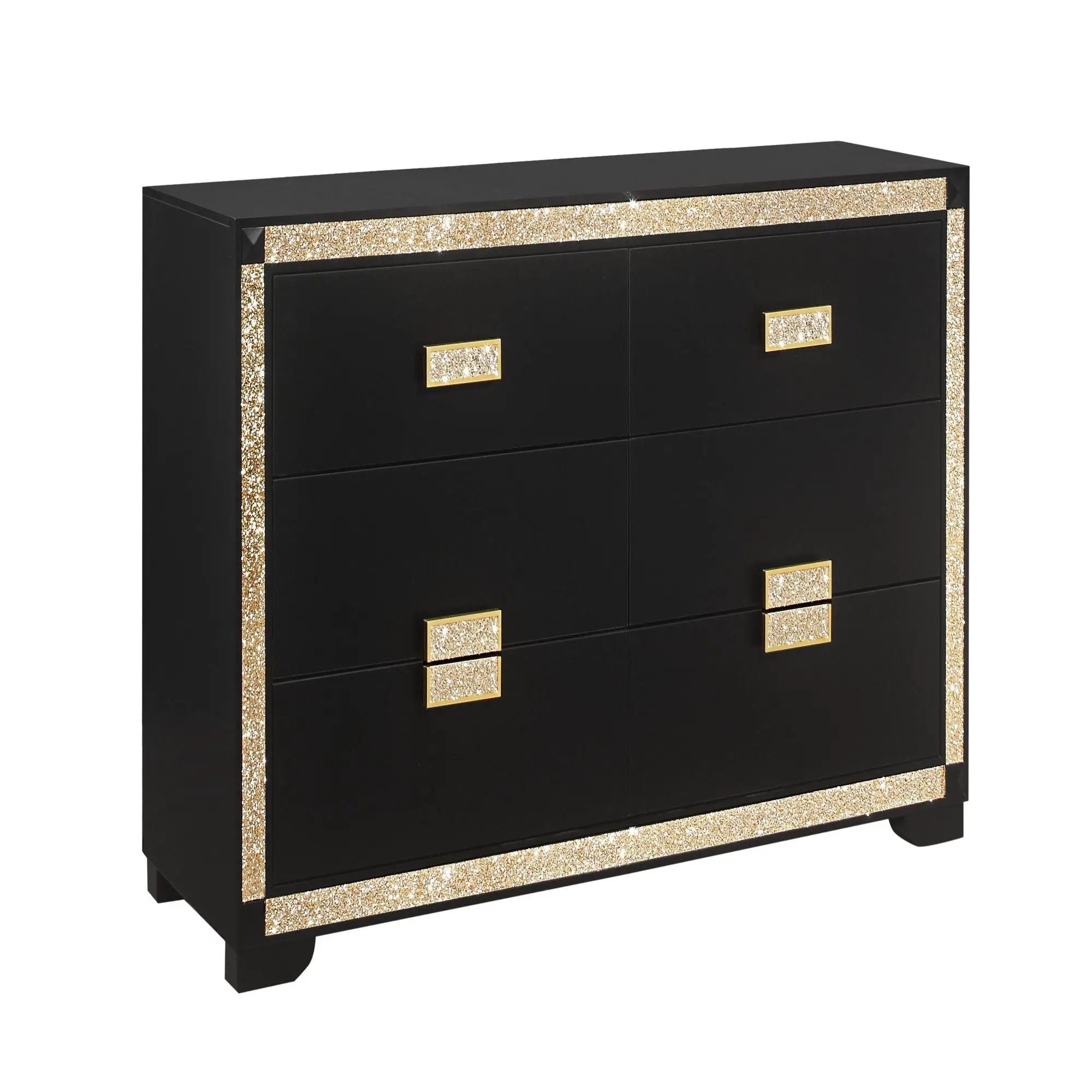 Lively - Dresser With Glitter Detail And Thick Bar Handle Hardware - Black by Unique Piece Furniture