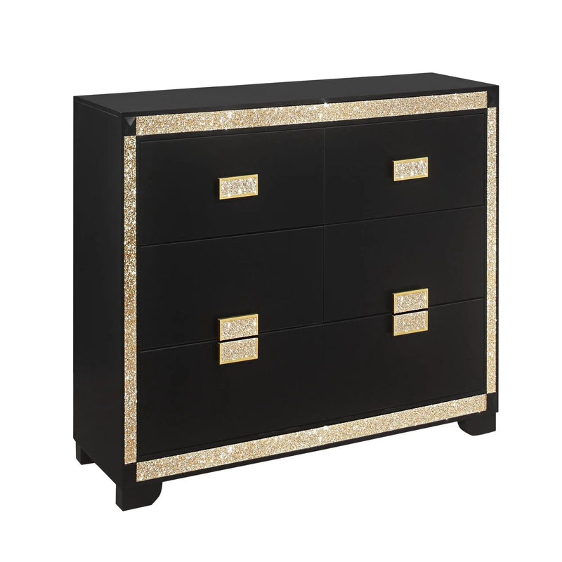 Lively - Dresser With Glitter Detail And Thick Bar Handle Hardware - Black by Unique Piece Furniture
