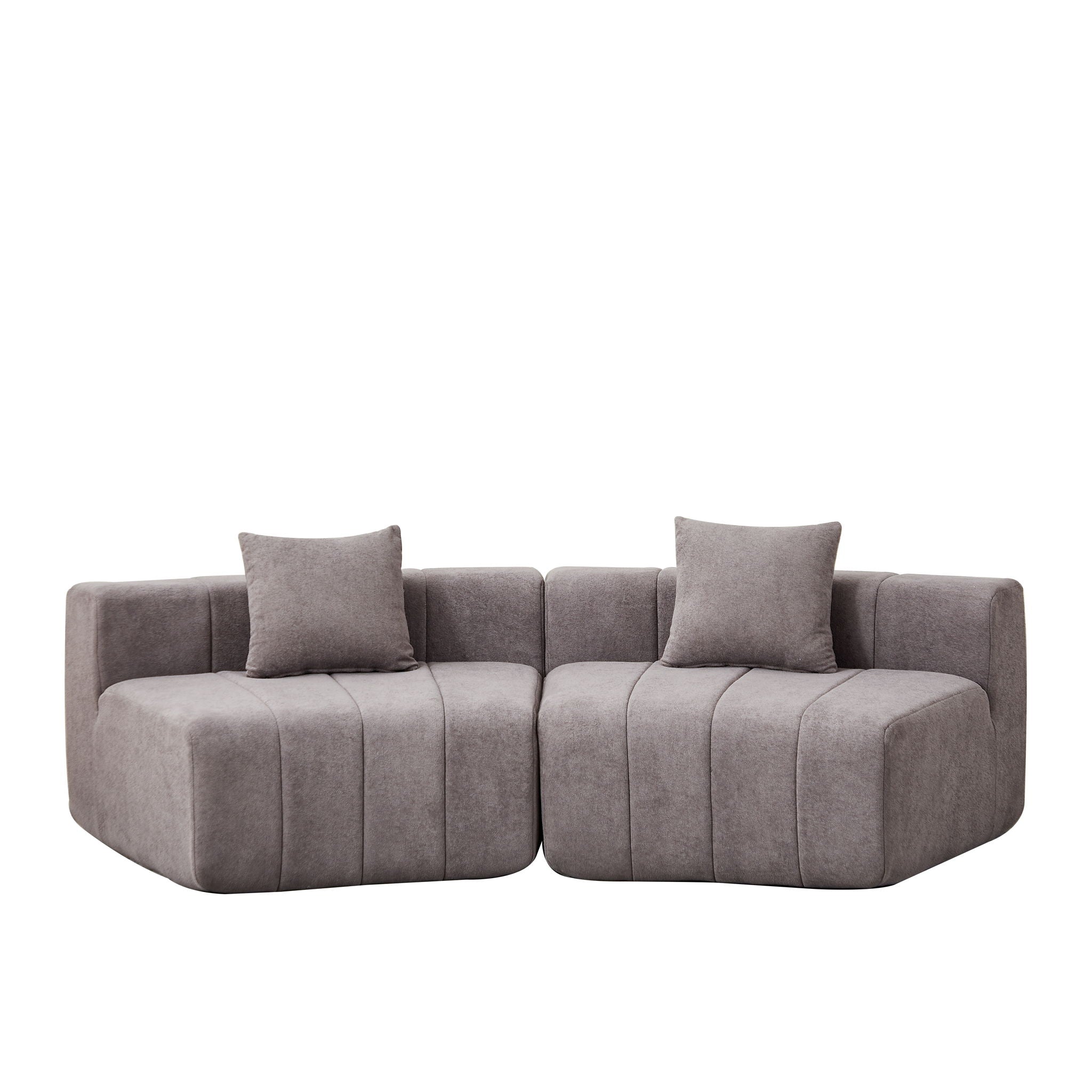 Curved Sectional Sofa With 2 Pillows For Living Room - Gray by HouseOfZazla