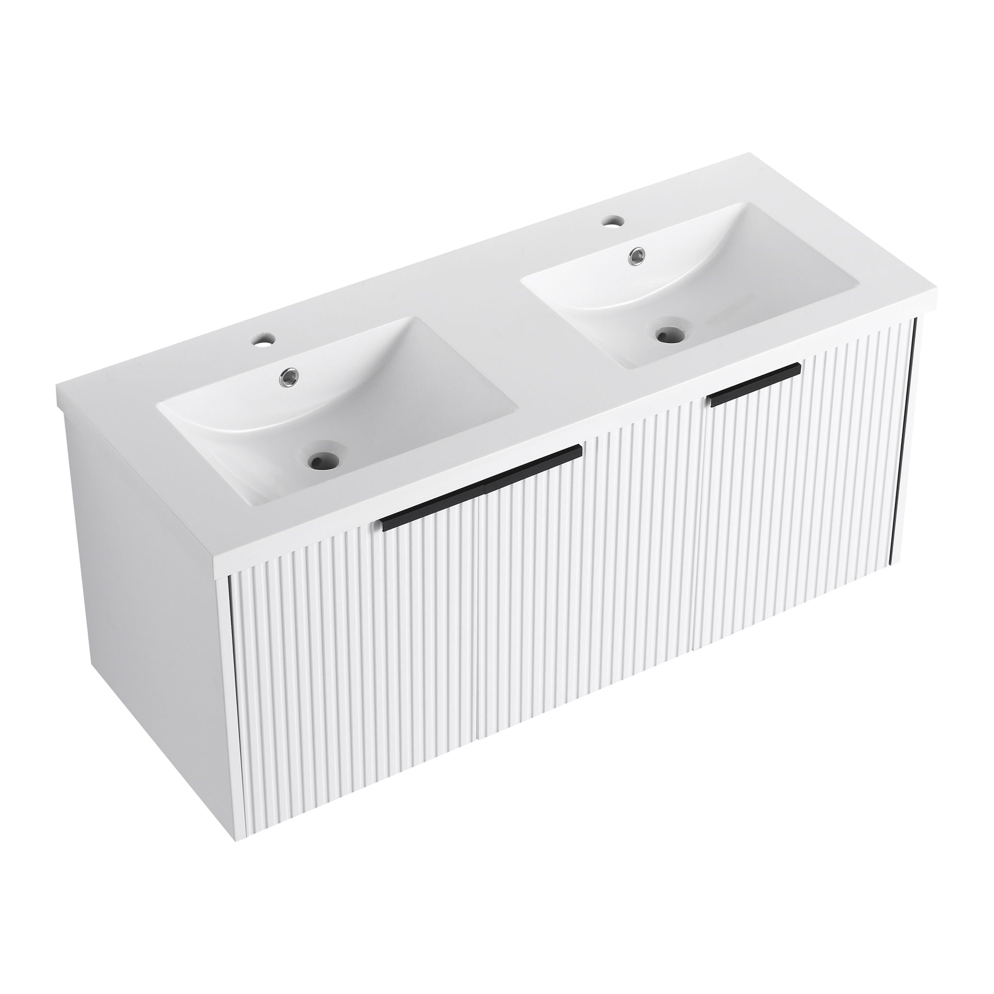 Contemporary Wall Mounted Bathroom Vanity With Resin Double Sink by HouseOfZazla