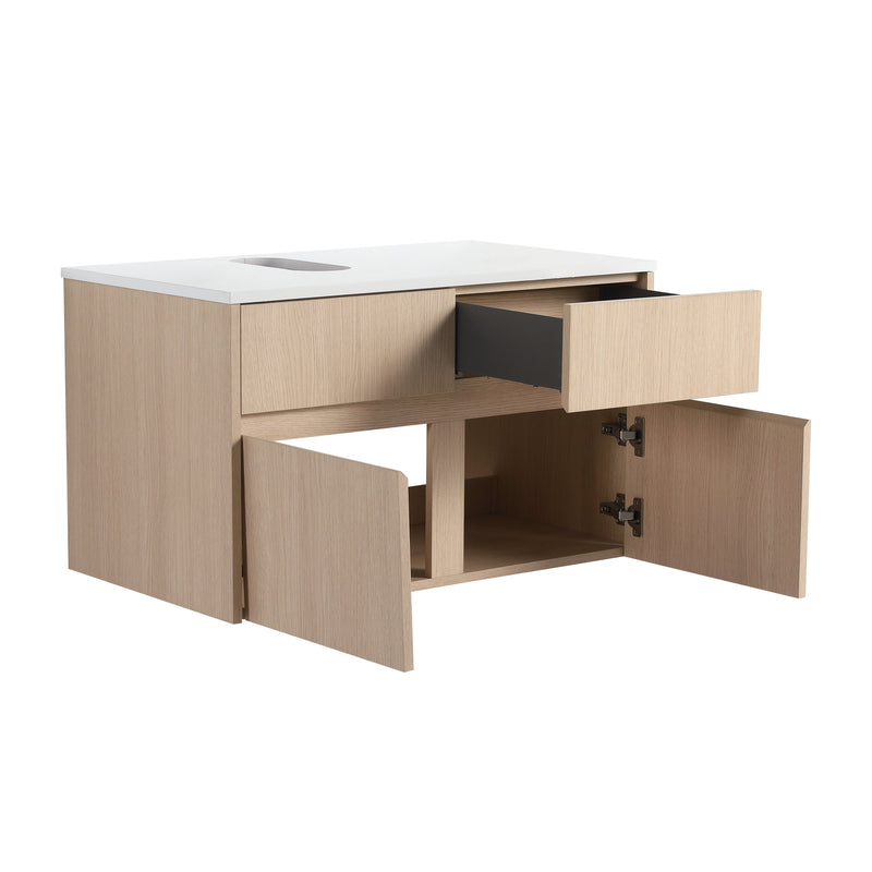 32-Inch Wall-Mounted Bathroom Vanity with 2 Soft Close Doors and 1 Drawer by HouseOfZazla