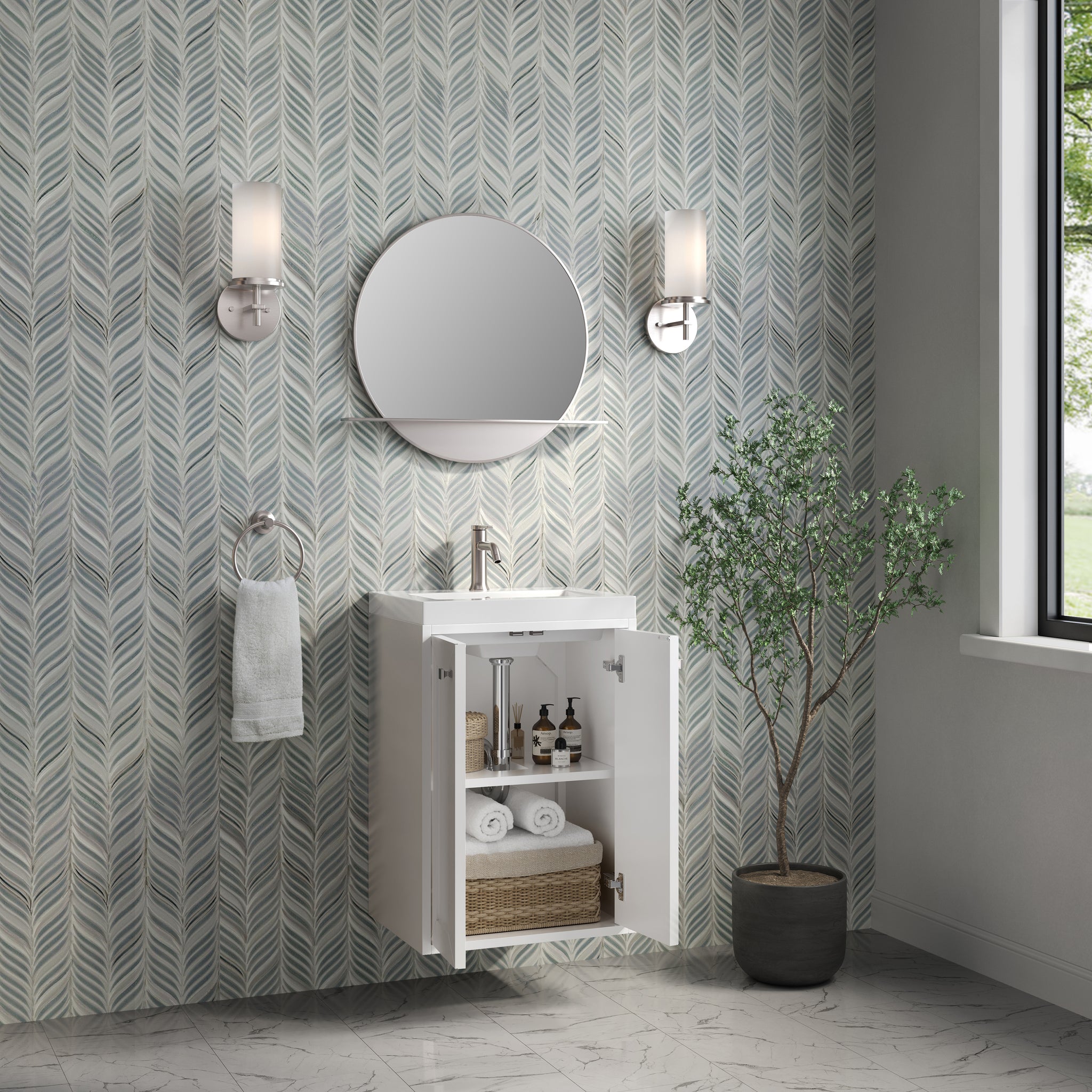 James Martin Chianti 20" Floating Single Bathroom Vanity, Glossy White, view 6