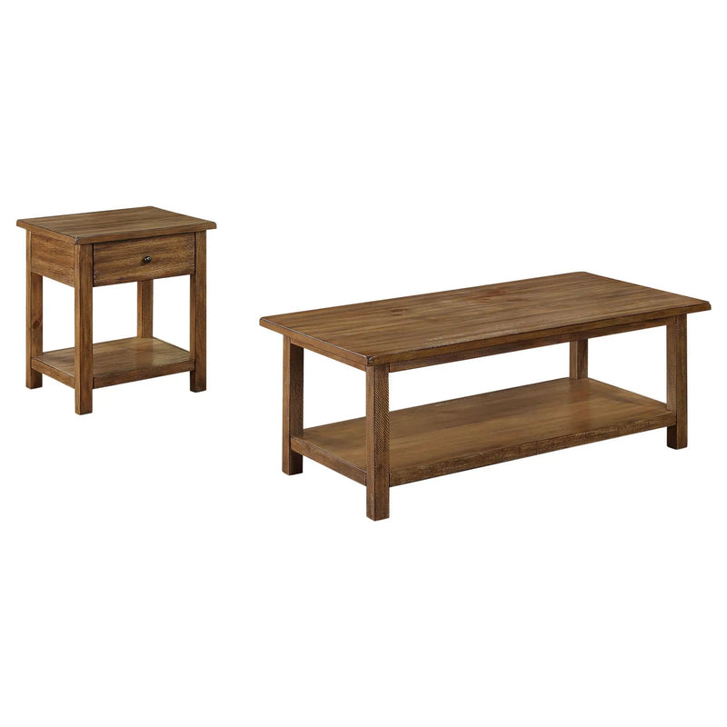 Payne 2-piece Coffee and 1-drawer End Table Set Brown by Unique Piece Furniture