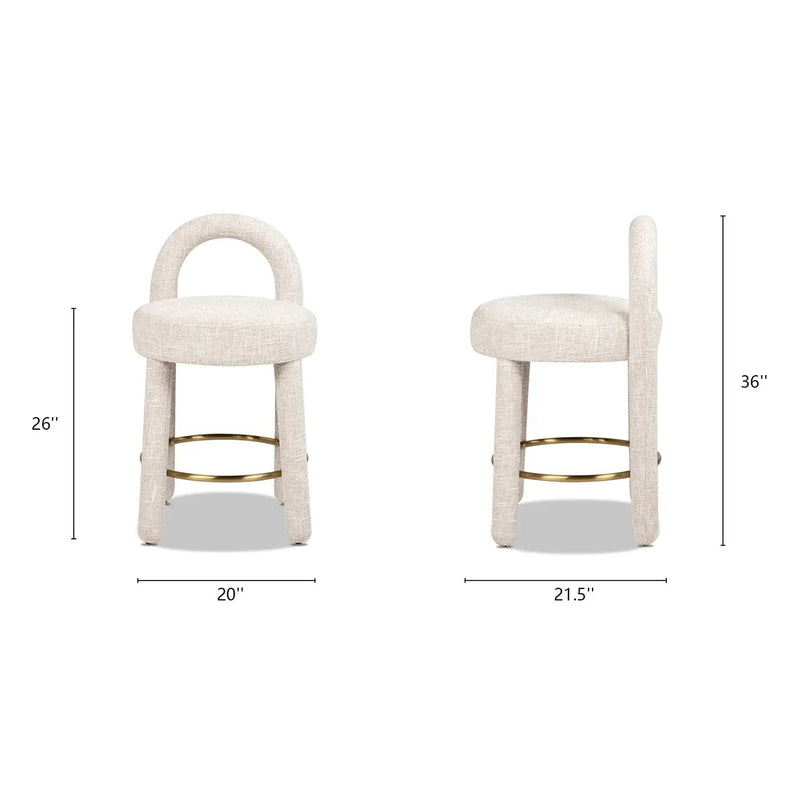 Penny 26.5" Round Arched Upholstered Counter Stool, Set of 2 by HouseOfZazla