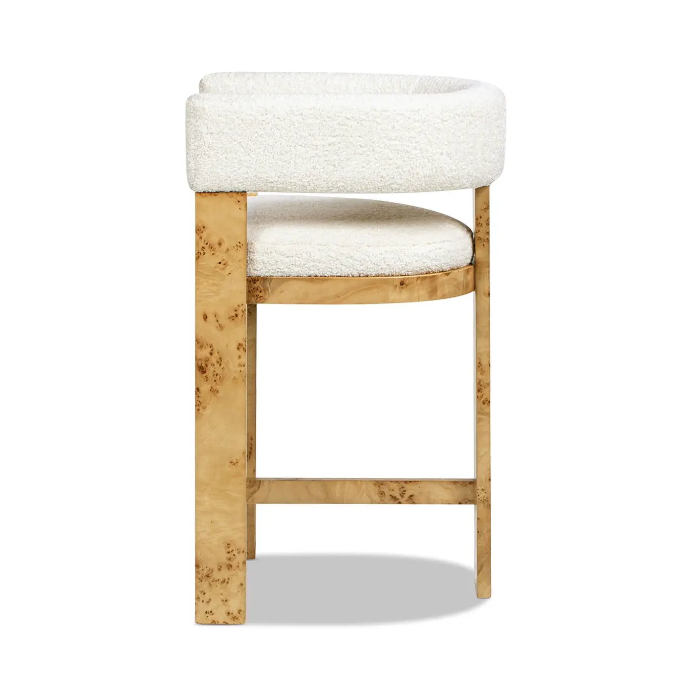 Vavona - Burl Upholstered Barrel Back Counter Height Bar Stool - Polar Off White by Unique Piece Furniture
