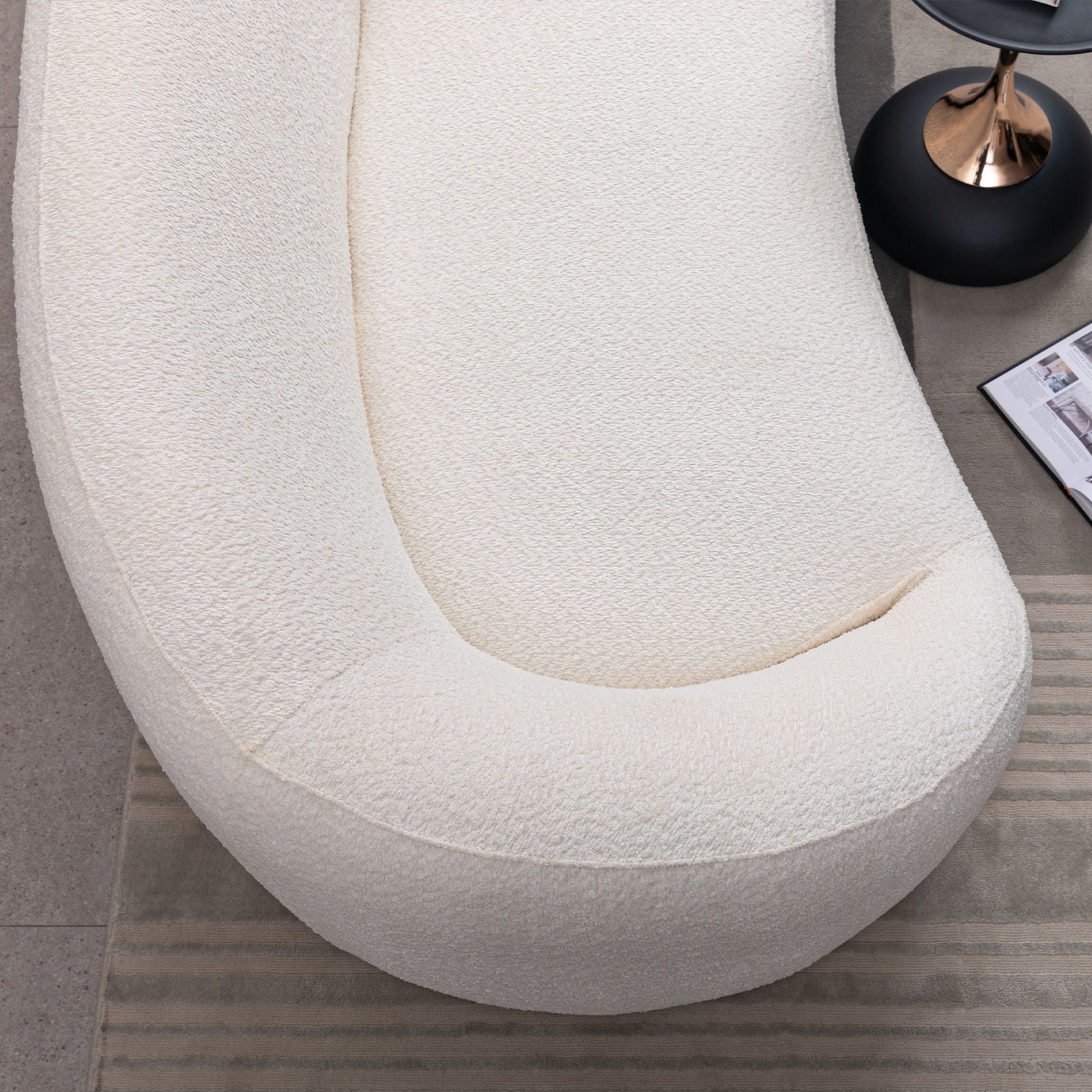 Curved 3 Seater Sofa For Living Room - White by HouseOfZazla