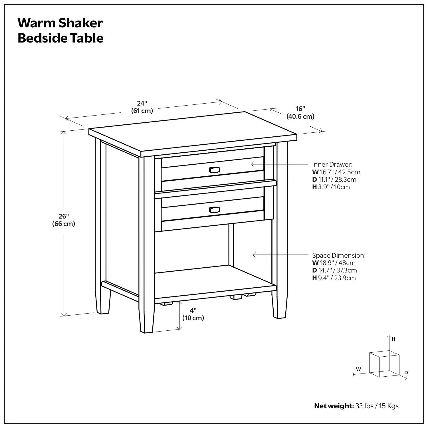 Warm Shaker - Handcrafted Bedside Table by Unique Piece Furniture