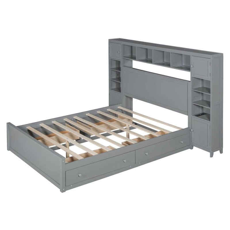 Bed With All In One Cabinet, Shelf And Sockets by Unique Piece Furniture
