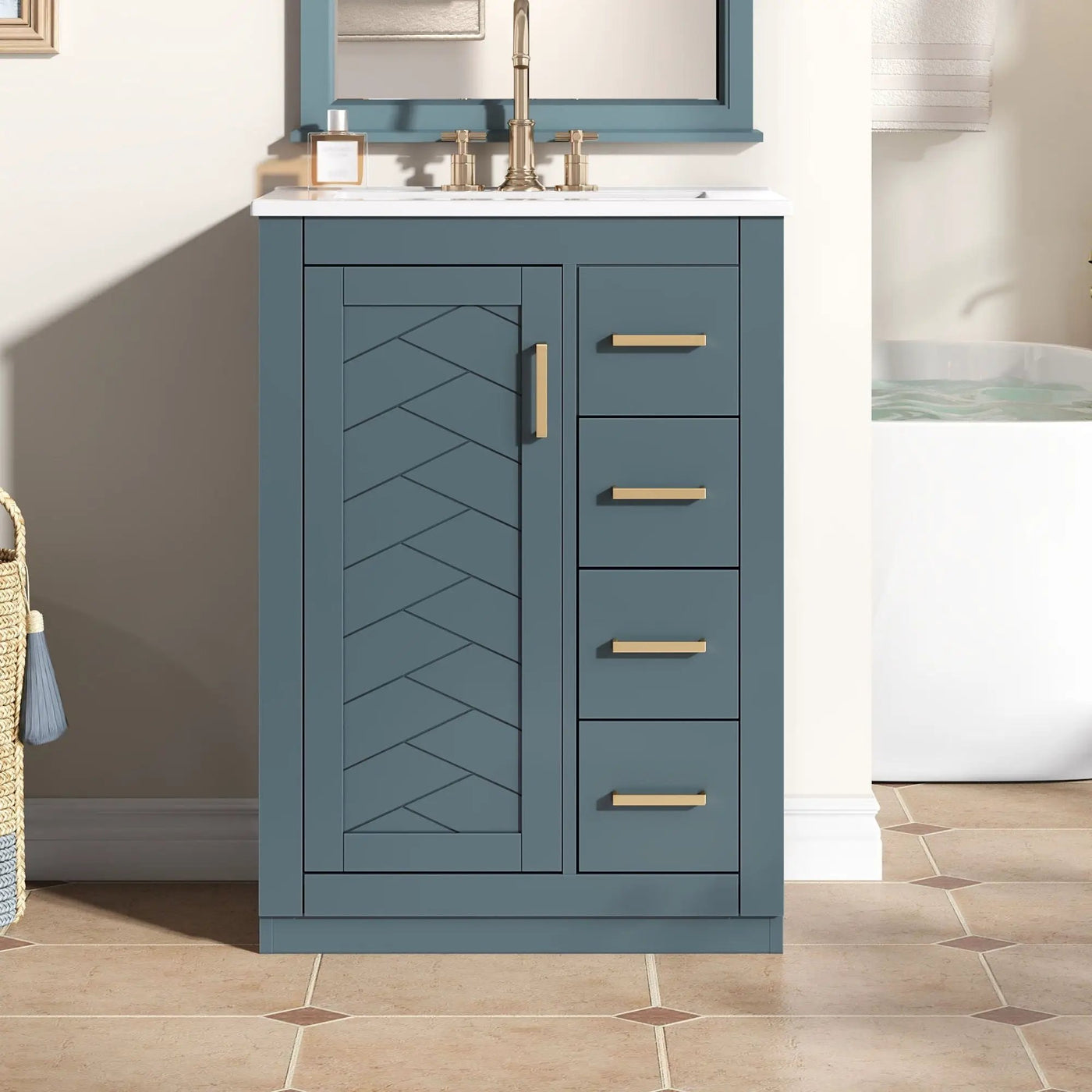 Modern Bathroom Vanity With 1 Door And 3 Drawers by Unique Piece Furniture