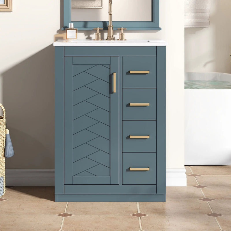 Modern Bathroom Vanity With 1 Door And 3 Drawers by Unique Piece Furniture