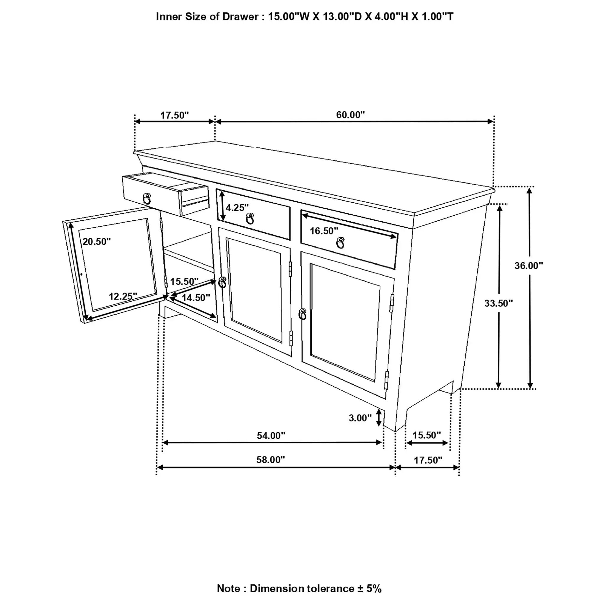 Mankato - 3 Drawer Accent Cabinet With 3 Doors - Wood by HouseOfZazla