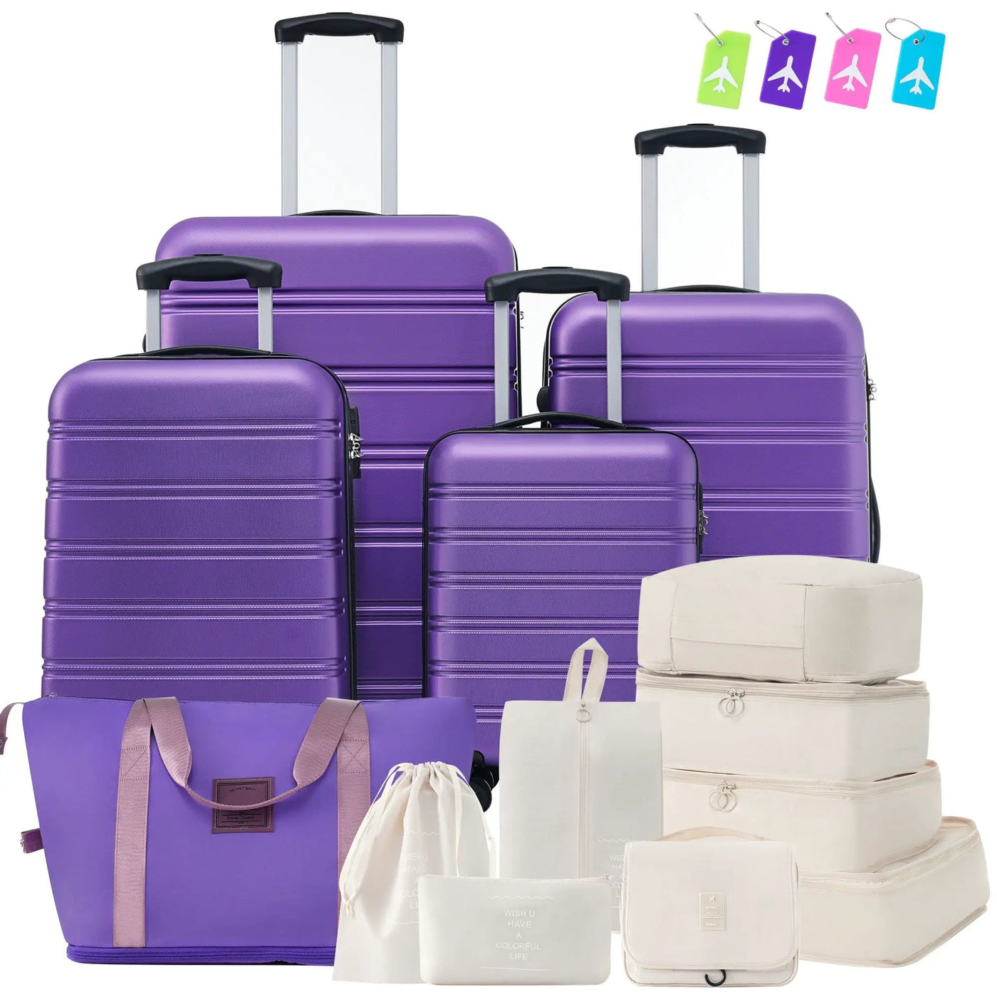Hardshell Luggage Sets 4 Pieces + Bag Spinner Suitcase With Tsa Lock Lightweight - 16" / 20" / 24" / 28" Luggages by HouseOfZazla