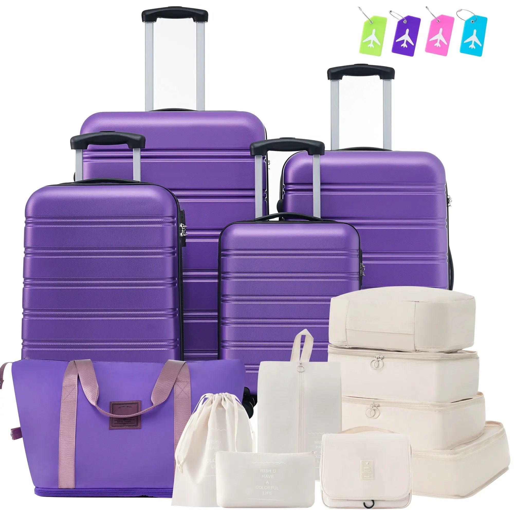 Hardshell Luggage Sets 4 Pieces + Bag Spinner Suitcase With Tsa Lock Lightweight - 16" / 20" / 24" / 28" Luggages by HouseOfZazla