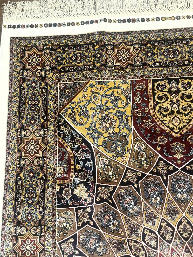 Turkish Silk Rug 4x6, Dome Design, Memluk Carpet, Bamboo Silk, New by Jewel Rugs