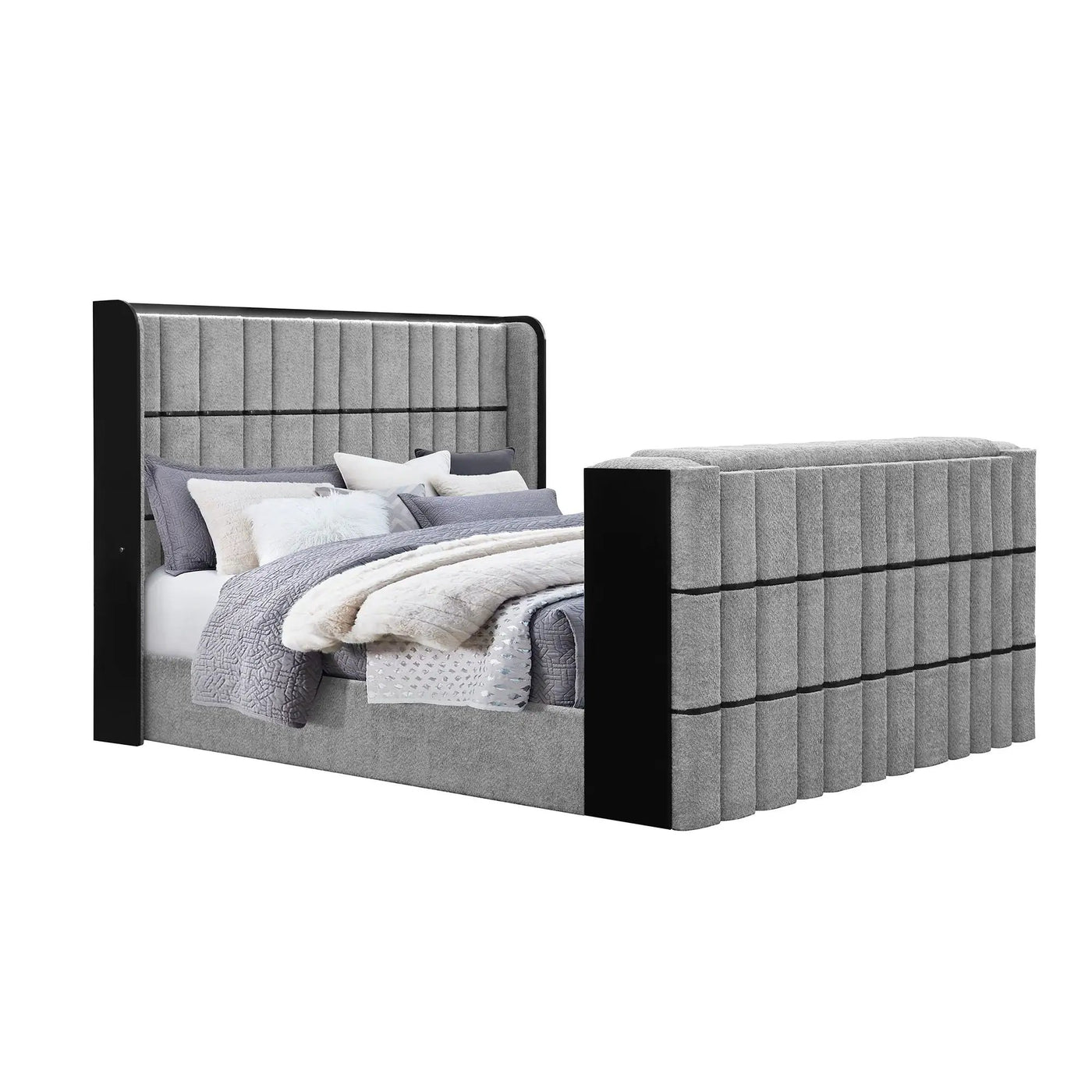 Isaiah - Bed With TV Lift-LED Speakers And Fireplace by Unique Piece Furniture