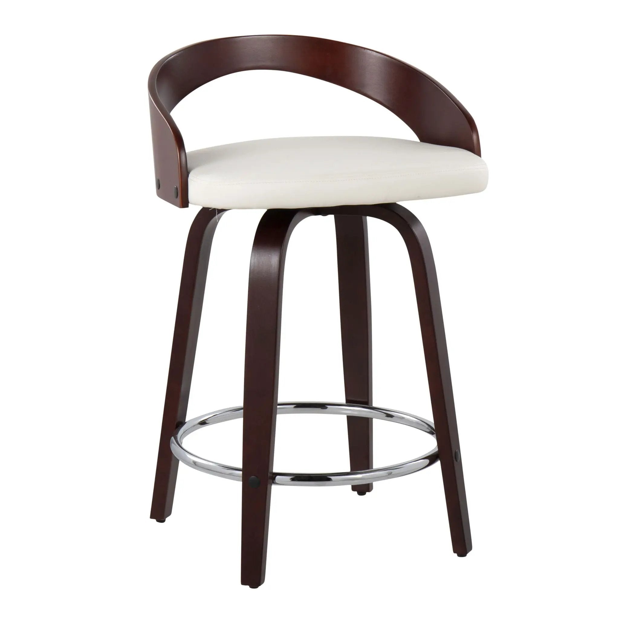 Grotto - Contemporary Fixed Height Counter Stool & Swivel With Round Footrest (Set of 2) by HouseOfZazla
