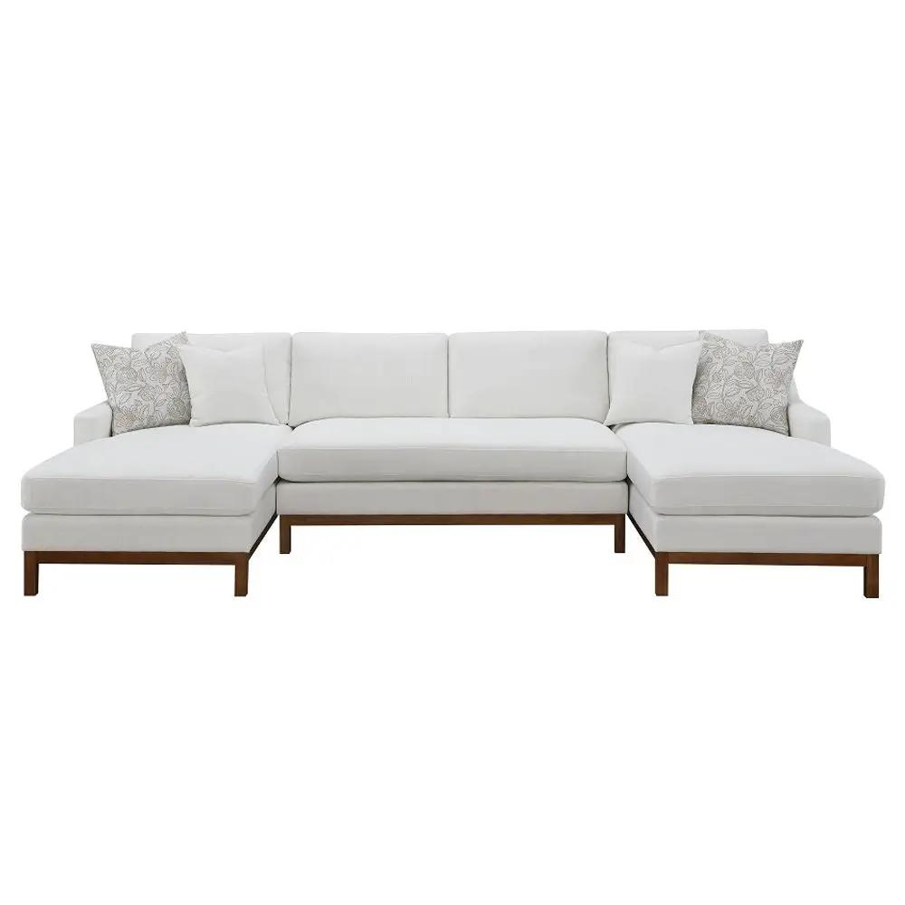 Valiant - Sectional Sofa With 4 Pillows - Ivory Chenille by Unique Piece Furniture