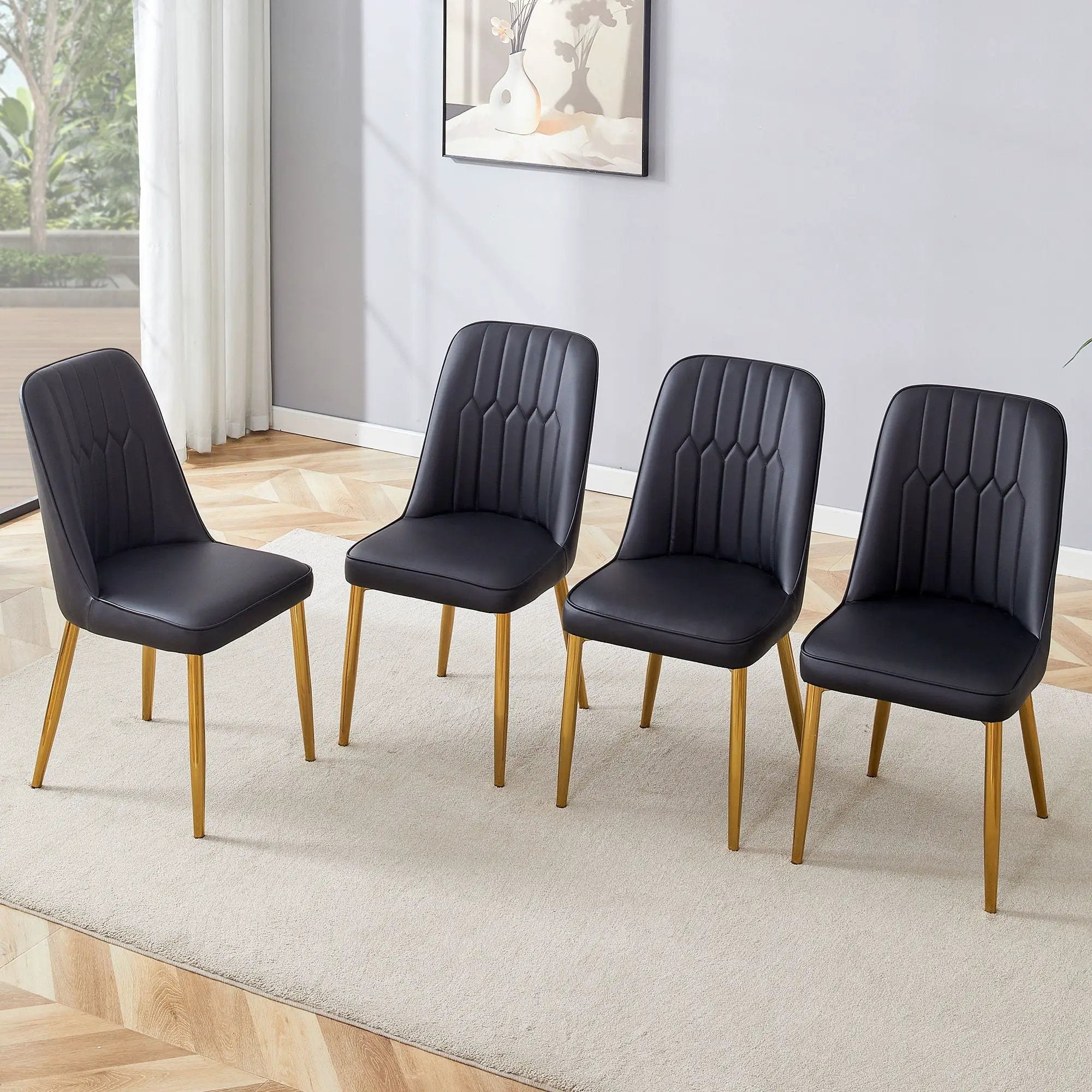 Modern Dining Chairs With Metal Legs And Simple Line Design On Backrest by Unique Piece Furniture