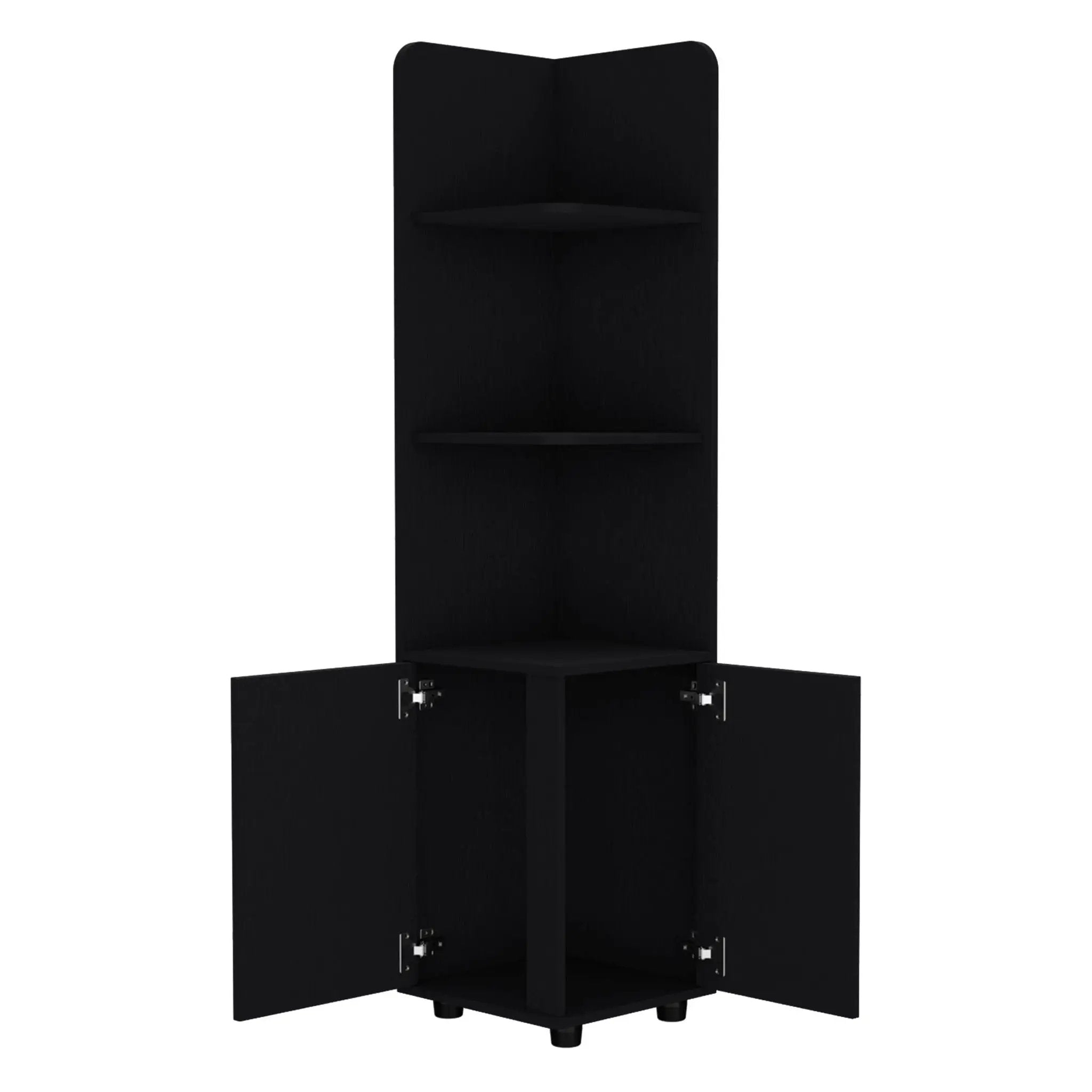 Corner Cabinet Tall With 3 Tier Shelf And 2 Door - Black by Unique Piece Furniture