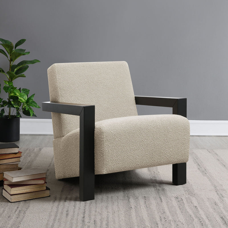Fitzroy Boucle Upholstered Accent Arm Chair Latte by Unique Piece Furniture