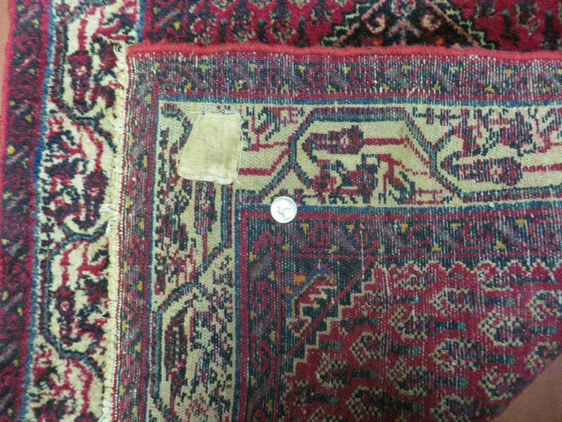 2.5' X 4' Vintage Handmade Indian Amritsar Wool Rug Paisley Design Red by Jewel Rugs
