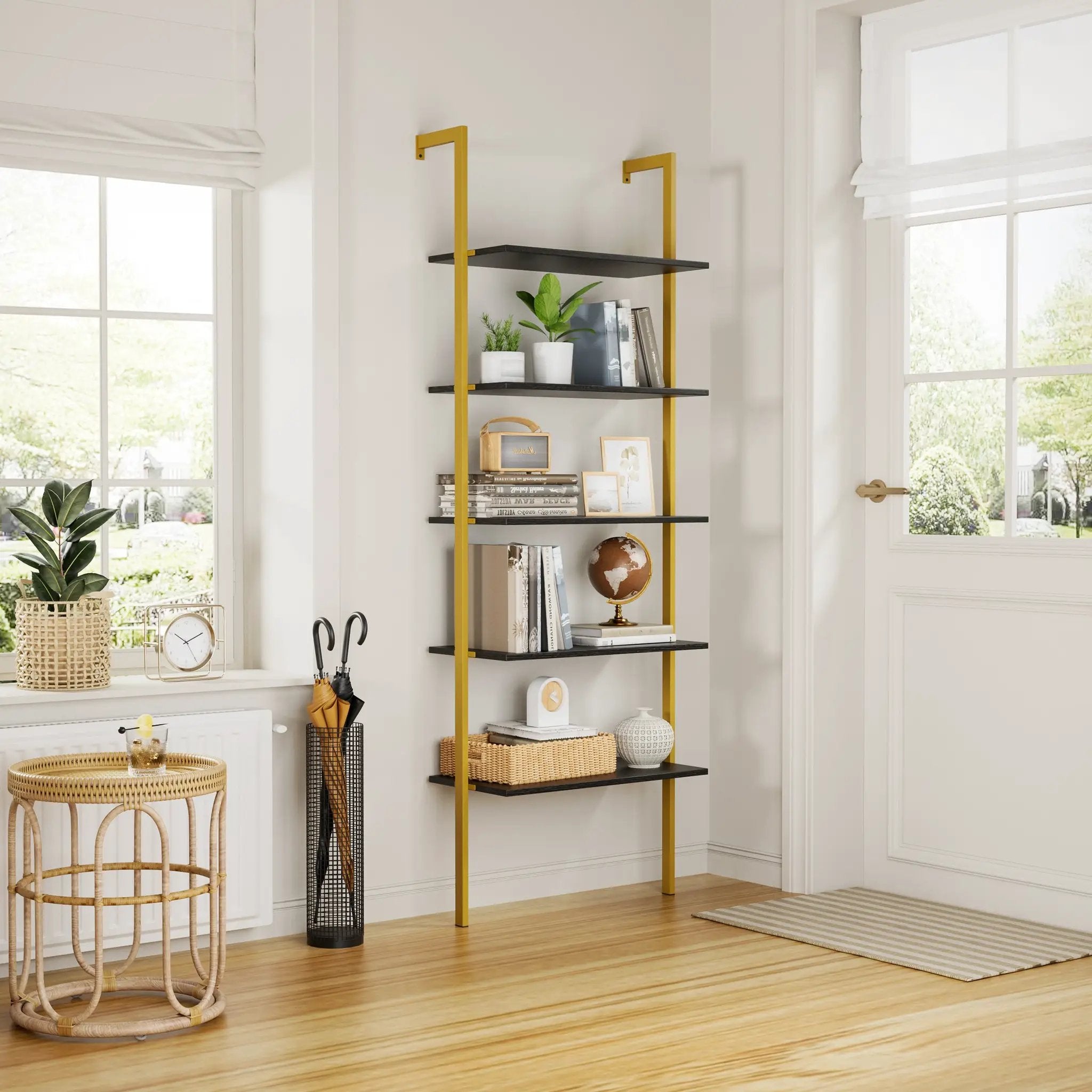 5-Tier Bookshelf Solid Wood Ladder Shelf by HouseOfZazla