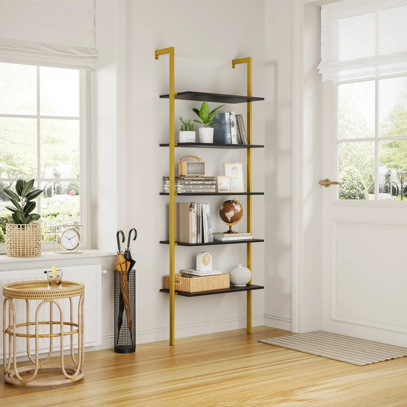 5-Tier Bookshelf Solid Wood Ladder Shelf by HouseOfZazla