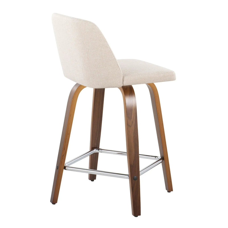 Toriano - Mid Century Modern Fixed Height Counter Stool With Swivel And Square Footrest (Set of 2) by HouseOfZazla