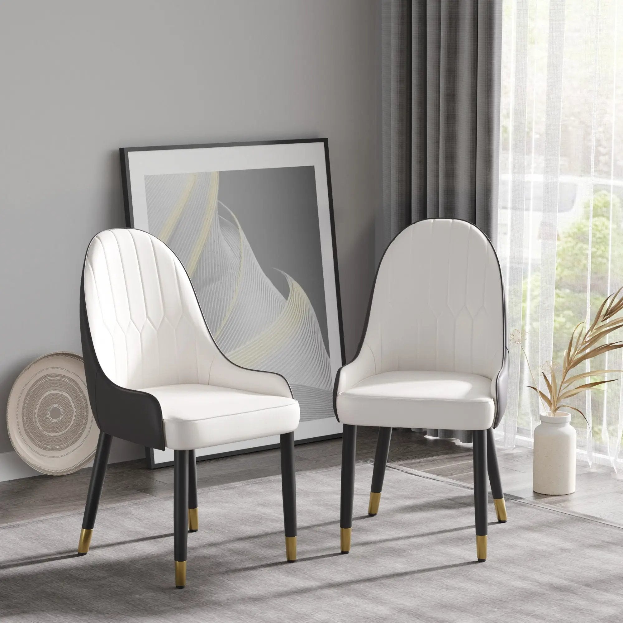 Modern Sponge-Filled Dining Chair, Solid Wood Metal Legs, Suitable For Restaurants, Living Rooms And Rooms (Set of 2) by HouseOfZazla