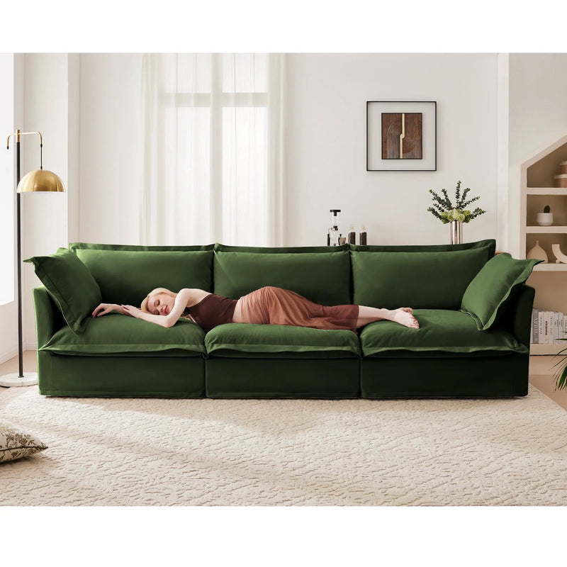 Modern Slipcovered 3-Seater Sofa with Chenille Fabric by HouseOfZazla