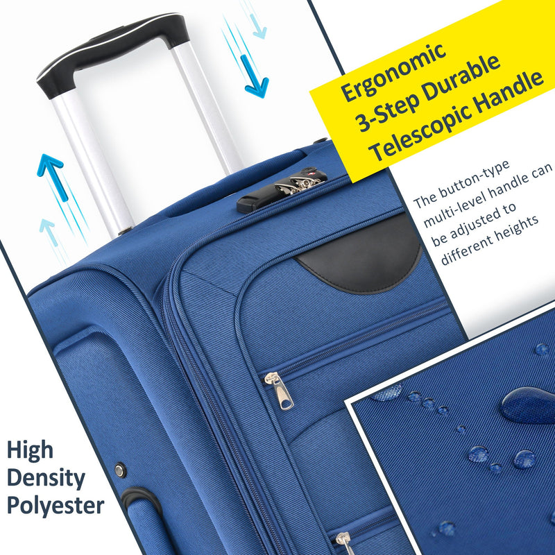 Softside Luggage Expandable 3 Piece Set Suitcase Upright Spinner Softshell Lightweight Luggage Travel Set by HouseOfZazla