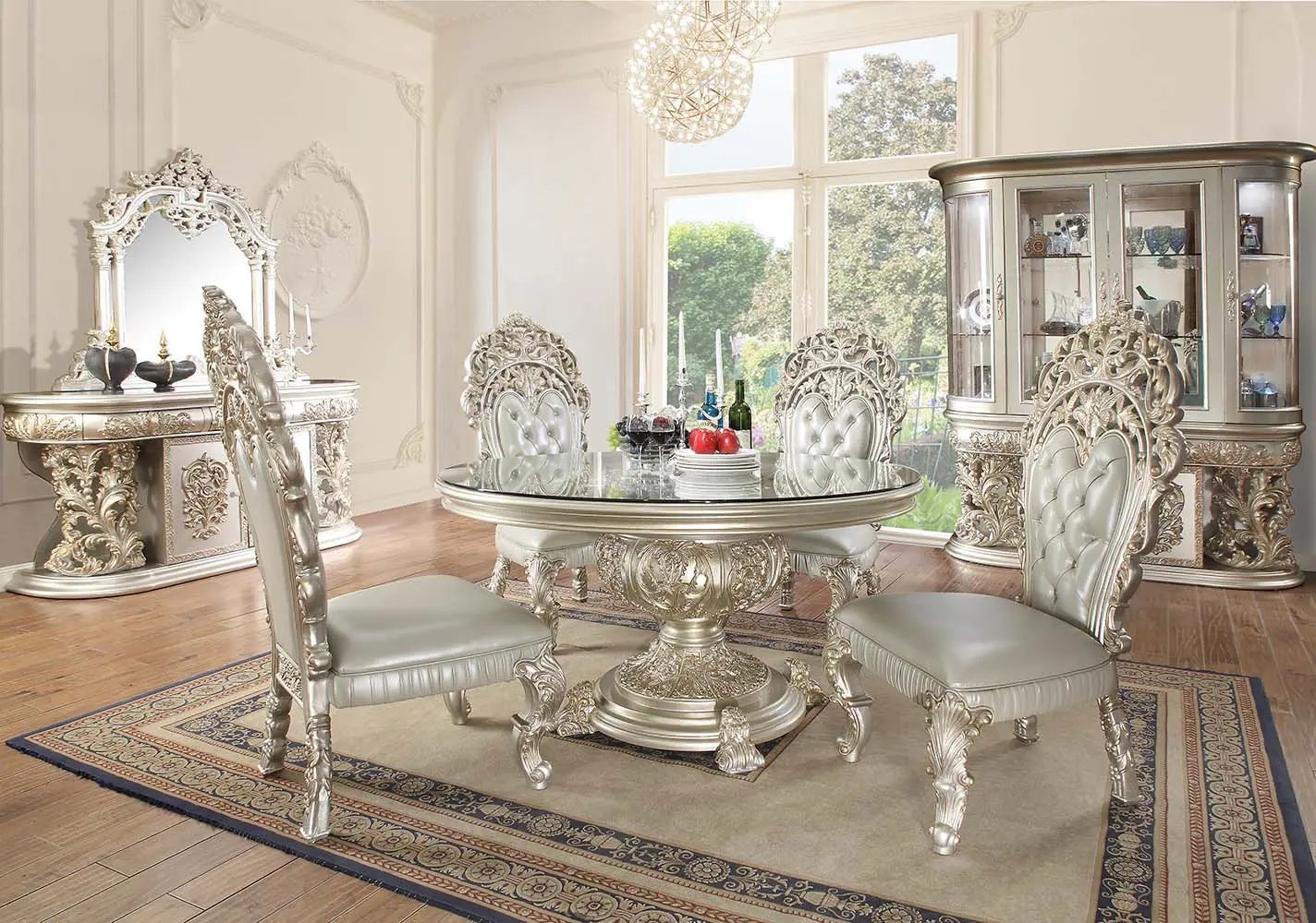 Sandoval - Round Dining Table - Champagne by Unique Piece Furniture