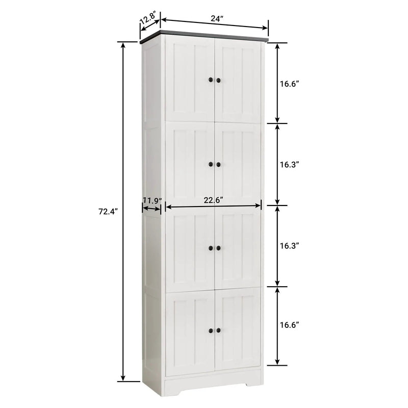 Tall Storage Cabinet With 8 Doors And 4 Shelves, Wall Storage Cabinet For Living Room, Kitchen, Office, Bedroom, Bathroom by Unique Piece Furniture