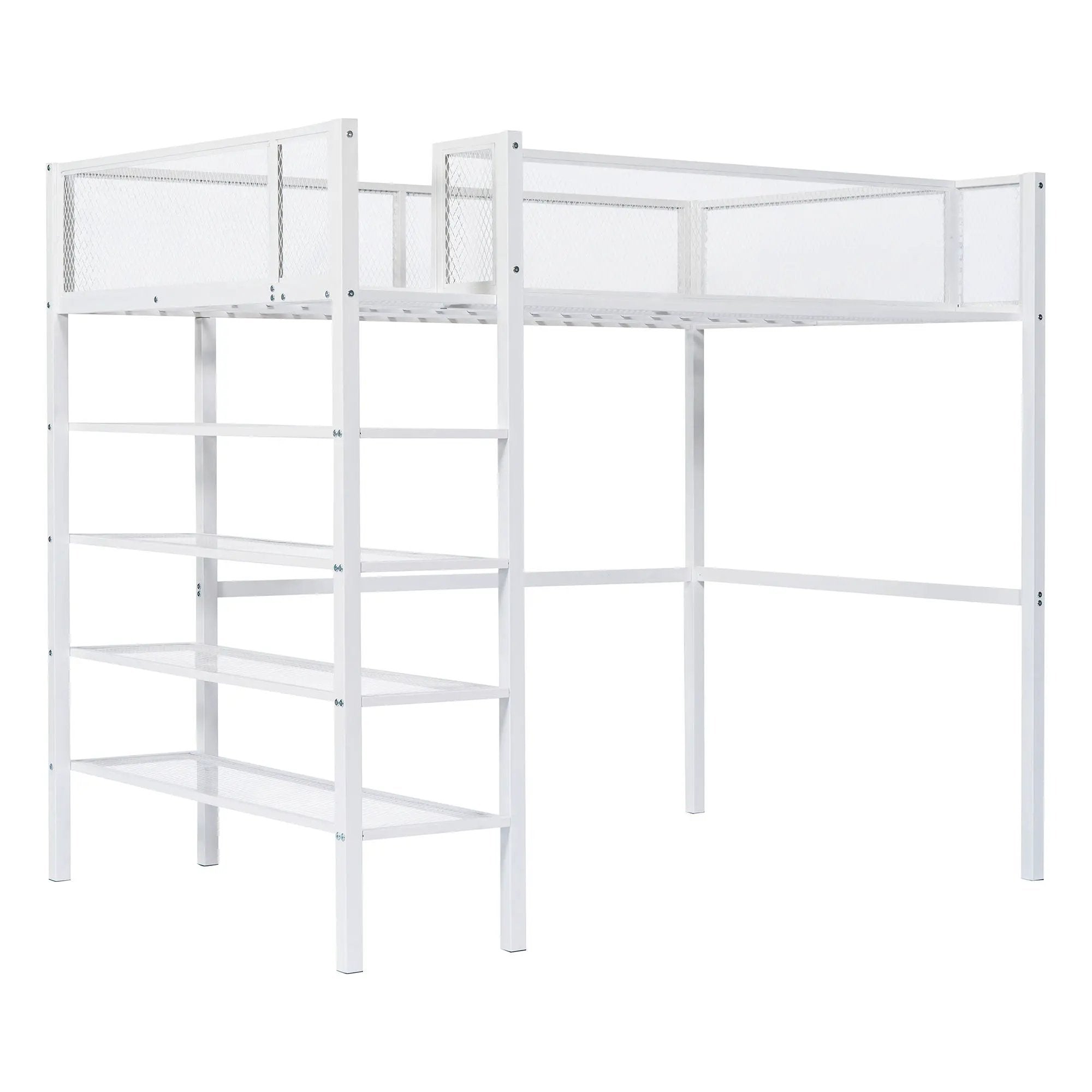 Loft Bed With 4 Tier Shelves And Storage by HouseOfZazla