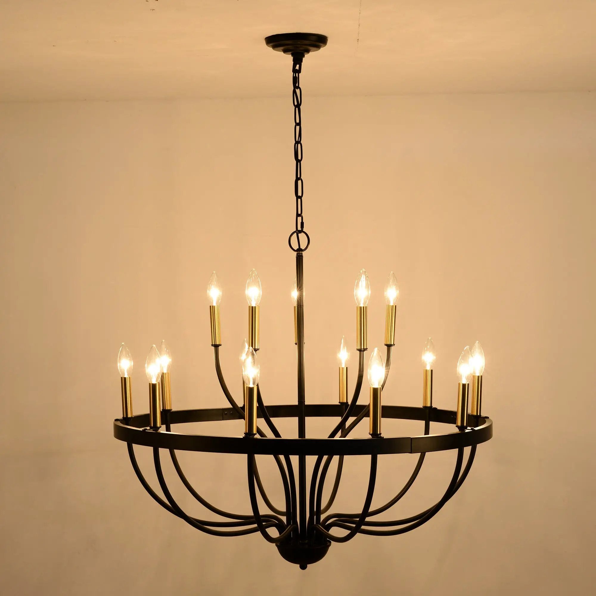 15-Light Industrial Iron Candle Chandelier Modern Farmhouse Pendant Light by HouseOfZazla