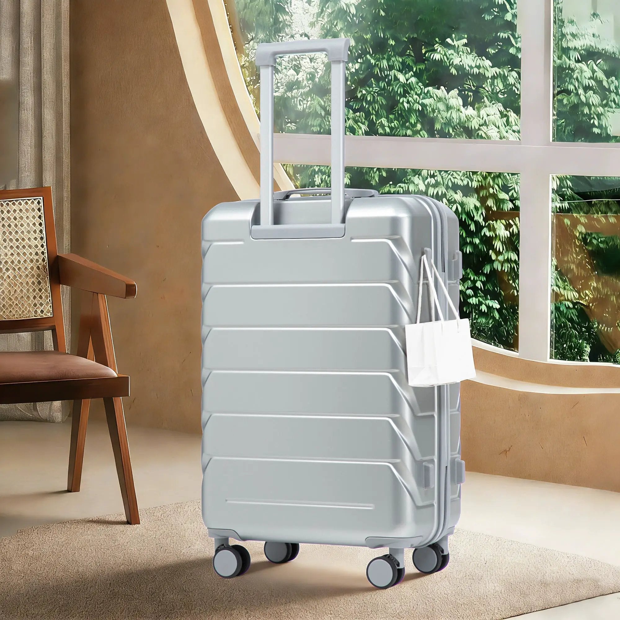 28 Inch ABS Hard Shell Large Travel Checked Luggage - Silver by HouseOfZazla