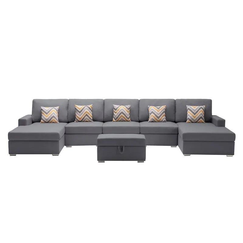Nolan - Fabric 6 Piece Sectional Sofa With Pillows And Interchangeable Legs by Unique Piece Furniture