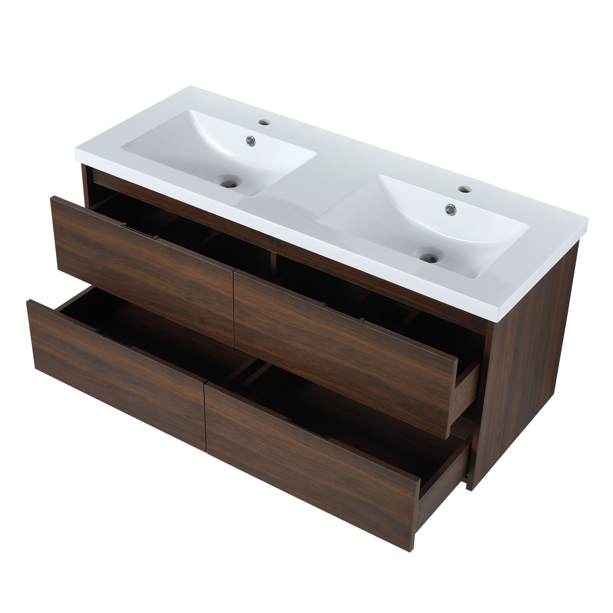 Modern Floating Bathroom Vanity With Dual Resin Sink, Soft Close Drawers by HouseOfZazla