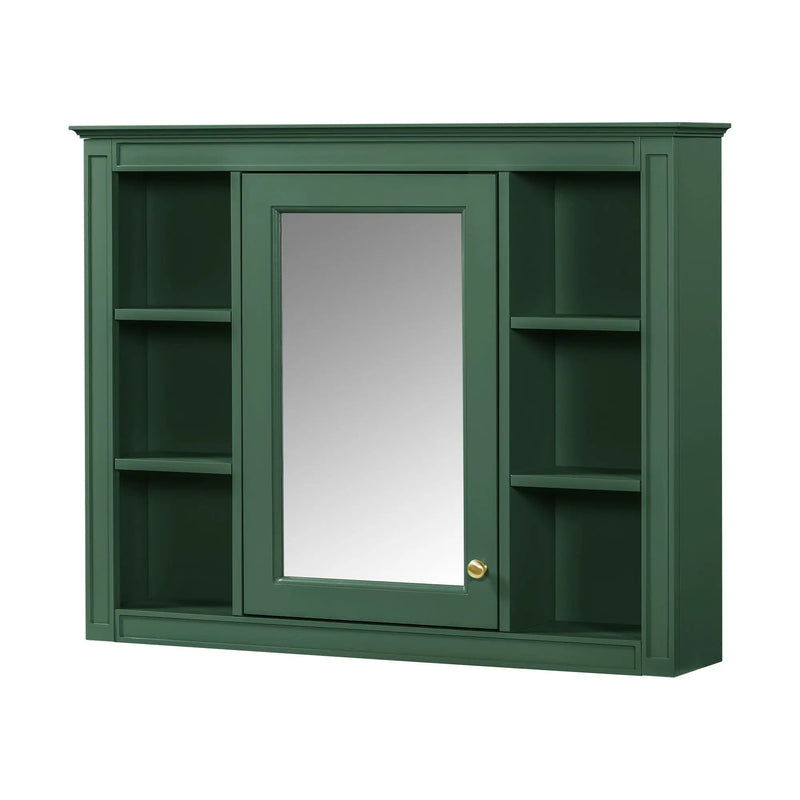 Wall Mounted Medicine Cabinet With Mirror, Storage Cabinet Featuring 6 Open Shelves And Adjustable Interior by HouseOfZazla