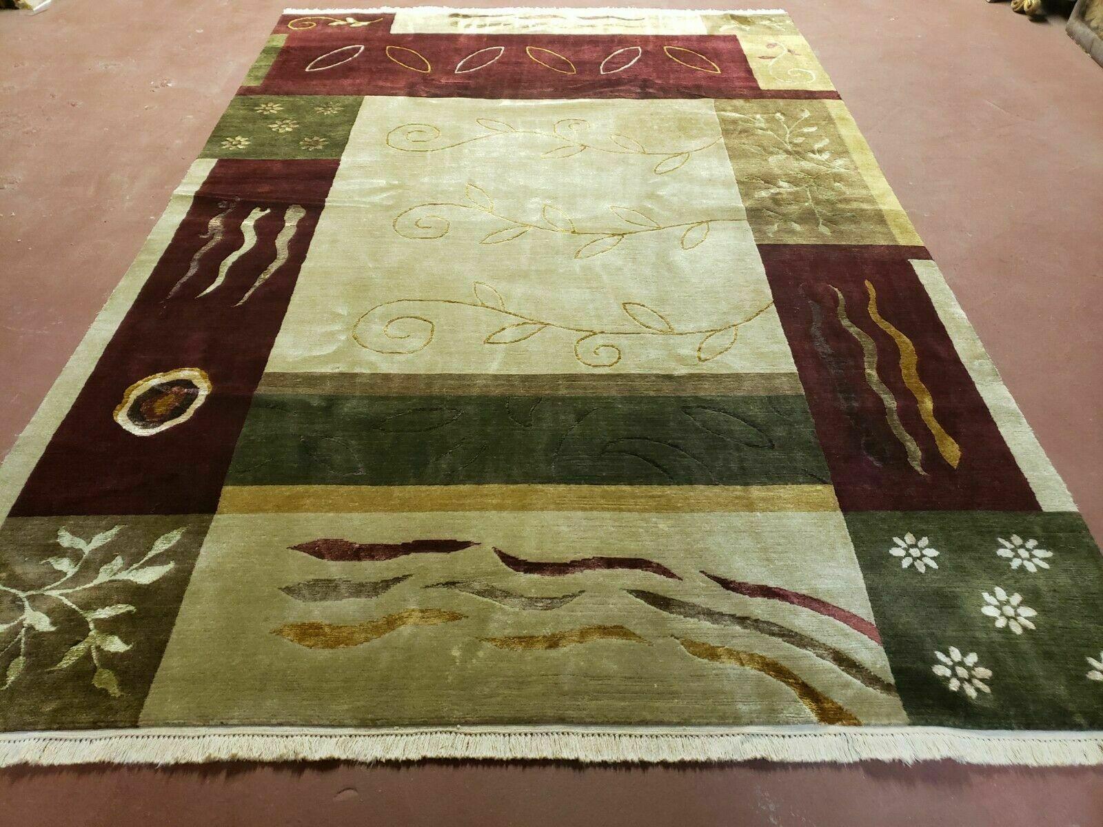 6' X 9' Modern Handmade Tibetan Nepal Wool & Silk Rug Decorative Abstract Gold by Jewel Rugs