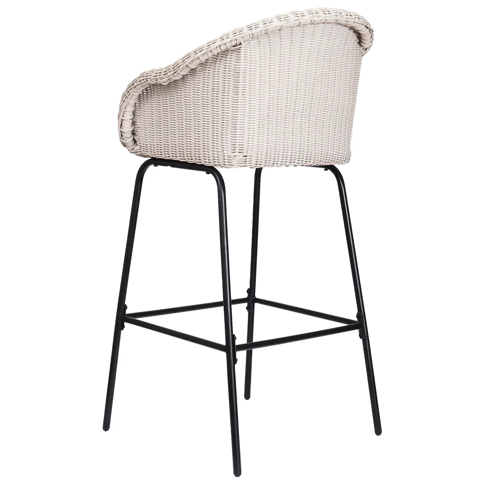Ladd Outdoor Metal Wicker Barstool Set of 2 - Light Gray by HouseOfZazla