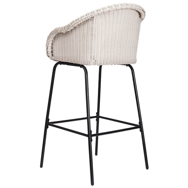 Ladd Outdoor Metal Wicker Barstool Set of 2 - Light Gray by HouseOfZazla