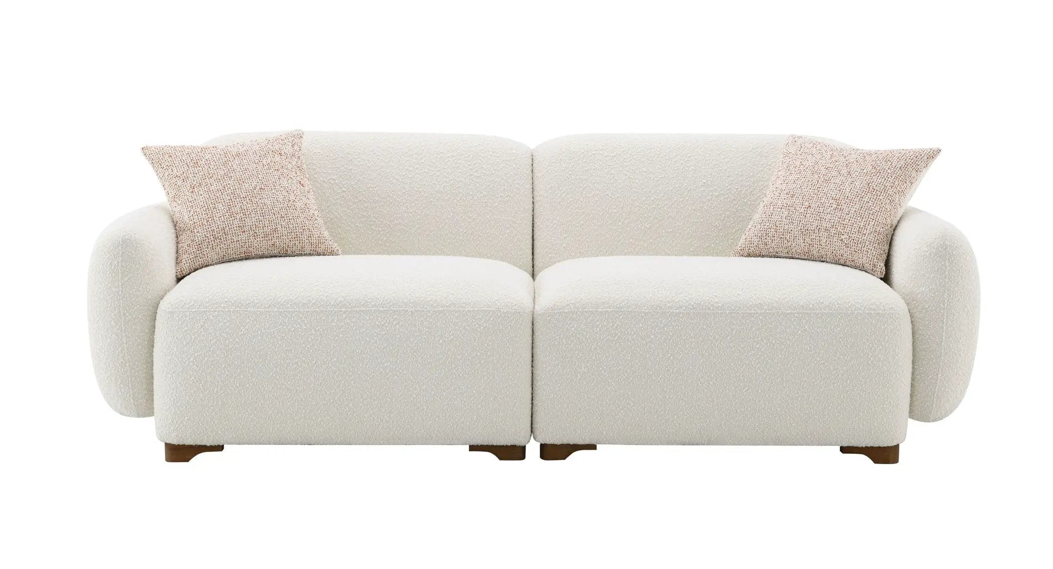 Darius - Boucle Sofa With 2 Toss Pillows - Beige by HouseOfZazla