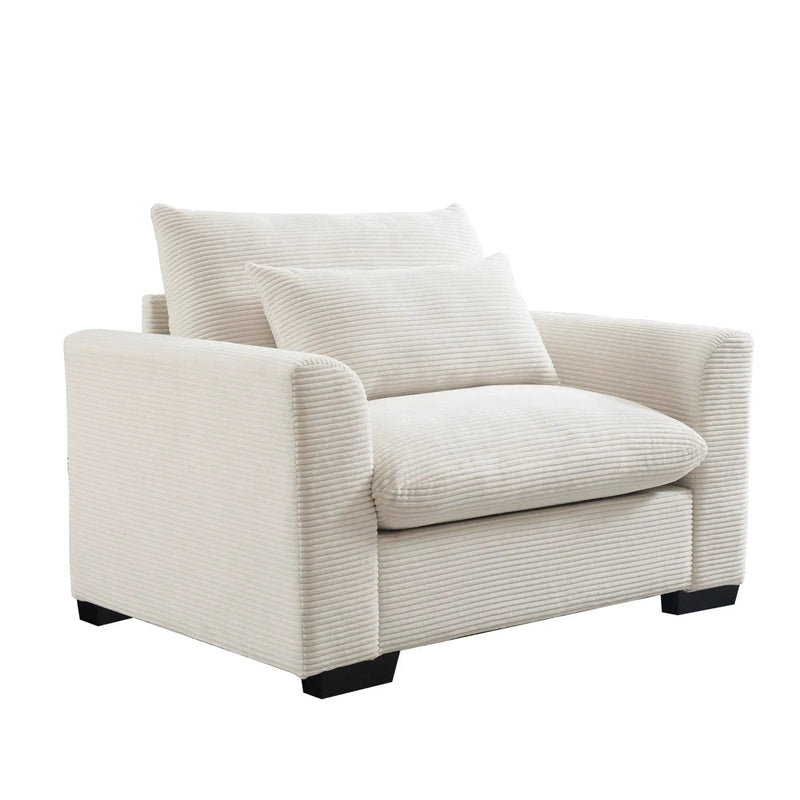 Beige Corduroy Deep Seat Single Sofa Accent Chair by HouseOfZazla