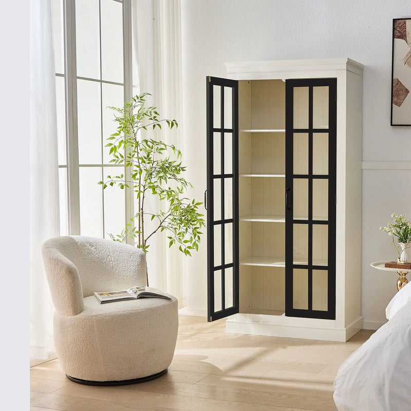Rustic Style Display Cabinet With Glass Doors For Collectibles by Unique Piece Furniture